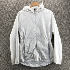 New Balance Windbreaker Jacket Running White Womens Sz M Full Zip Pockets