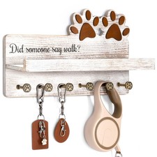 Farmhouse Dog Leash Holder for Wall - Dog Stuff Organizer and Key Holder Wall...
