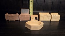 Vintage Marx Plastic Bathroom  Dining Room Dollhouse Furniture Lot Set