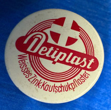 Alte Dose Detiplast Wei&szlig;es Zink-Kautschukpflaster 1mx 2cm antik wei&szlig; rot