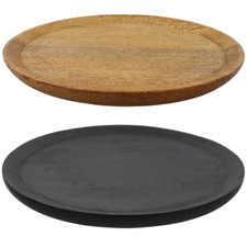 Rundes Mangoholztablett Ø 37 cm – Dekotablett aus Holz in Schwarz/Natur