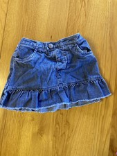 Baby Gap EUC Denim Skirt VINTAGE 6-12 Months Jean Kids Girls Raw Hem Midi Snap