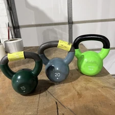 15LB - 20LB - 25LB Kettlebell Set Hand Weights 60lbs Total Cast Iron