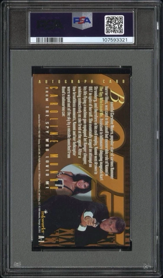 Tarjeta autógrafa PSA 6 Women of James Bond A-1 Caroline Munro 1998 Foto 2 de 3