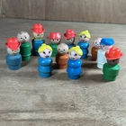 Vintage Lot of 12 Fisher Price Little People Family All Are WOOD Figures