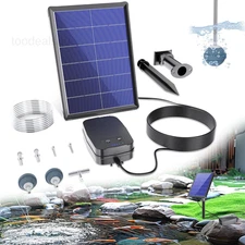 Solar Pond Aerator with Air Pump, 3 Modes, 2200 mAh Battery 4W, Black