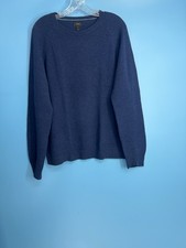 J. Crew Navy Blue 100 Lambswool Wool Crew Neck Pullover Sweater Men's L Large