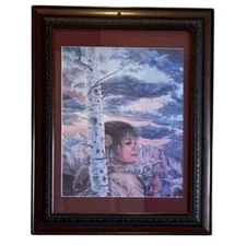 Vintage Jonnie’ Ko Kostoff Signed Serigraph Native American Girl w/ Rabbit 1990