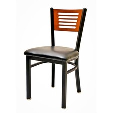 Oak Street Mfg 5Line Cherry Wood Back Chair w/Black Vinyl Seat