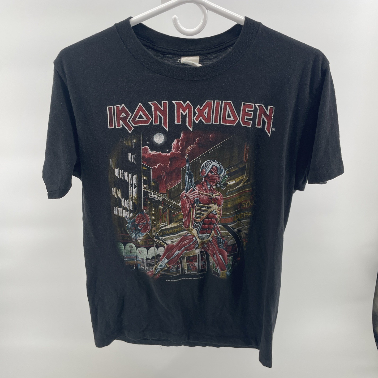 Camiseta De Colección Original 1986 Iron Maiden Somewhere In Time Puntada Única - Talla Grande