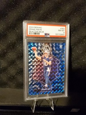 2024 Panini Mosaic - Rookies Drake Maye #303 Reactive Blue Mosaic