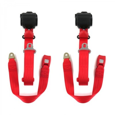 Ford Falcon 1964 - 1965 Standard 3pt Red Retract Bucket Seat Belt Kit-2 Belts