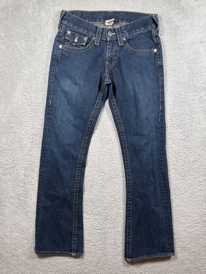True Religion Section Billy Mens 32x33 Bootcut Wide Leg Dark Wash Denim Jeans