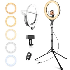 Eicaus 14'' Foldable Ring Light with 67'' Tall Phone Tripod Selfie Light White