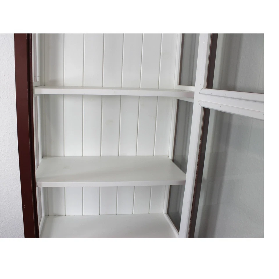 Vitrinenschrank Bücherschrank Vitrine Schrank Landhaus Shabby bordeaux - Bild 3 von 4