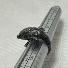 Vintage Sterling Silver Dolphin Fish Ring Adjustable Size US 6