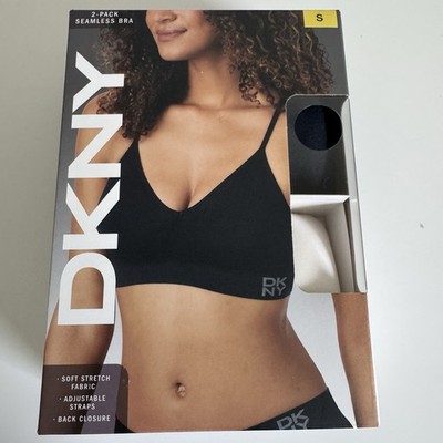 DKNY Women s 2-Pack Seamless Bras Size S Black /Ivory  Adjustable Straps NWT