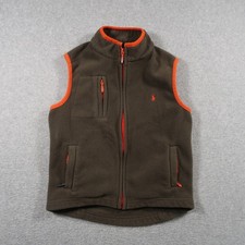 Vintage Polo Ralph Lauren Fleece Vest Kids 6 Green Full Zip Sleeveless Outdoor