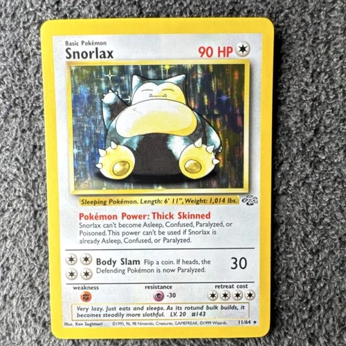 Pokémon TCG Snorlax Jungle 11/64 Holo Rare 90 HP 30 1999 Wizards