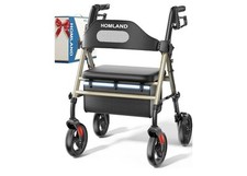 LIGHTWEIGHT FOLDABLE Rollator Walker for Seniors, 350 lb Capacity, 8'' Wheels