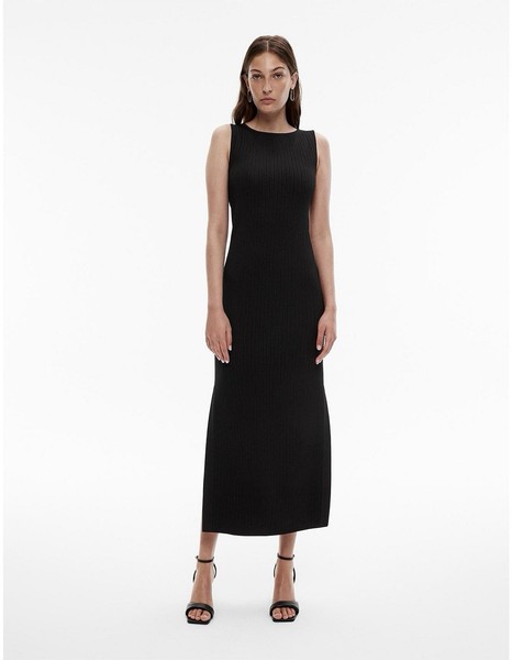 Witchery Textured Stitch Knit Dress XXS (AU 6) Midi Black