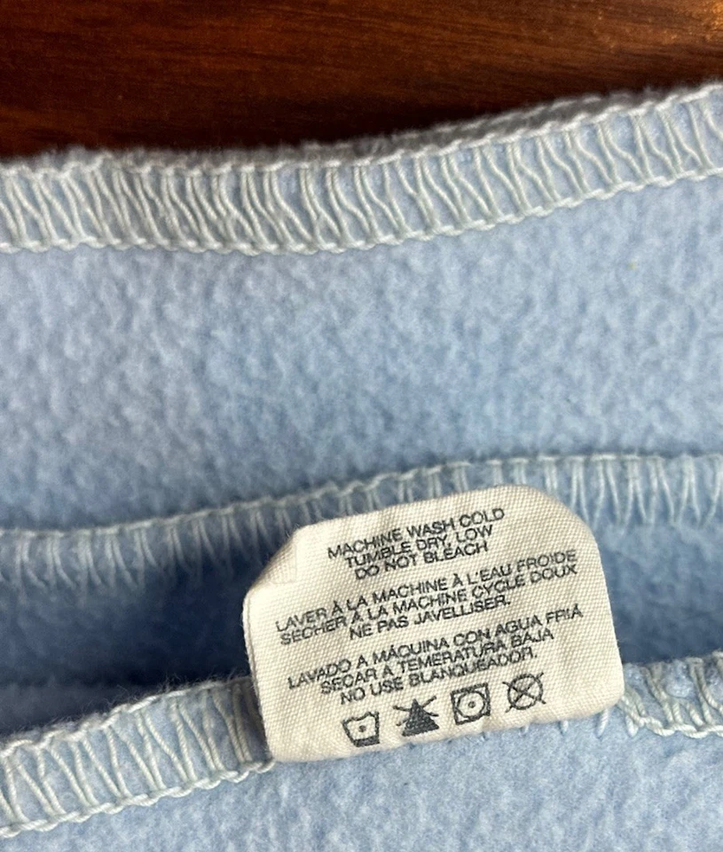 VTG Ralph Lauren Polo Bear Embroidery Light Baby Blue Fleece Throw Blanket 50x60 - Image 4 of 4