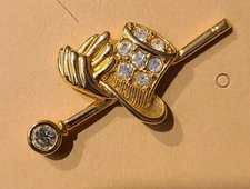 Vintage Avon Top Hat Wand Gloves Lapel Tac Pin Rhinestones Goldtone