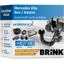 ANHÄNGERKUPPLUNG für Mercedes Vito 10-14 abnehmbar BRINK +13pol E-Satz BRINK