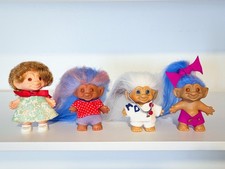 Lot of 4 Vintage Trolls - 3" - Thomas Dam, Unmarked, etc. CUTE 