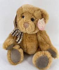 Vintage Russ Caress Soft Pets Teddy Bear Plush Tan Brown Poseable 16  Hang tags