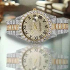 Men Two Tone Rapper Watch Hip Hop Iced Bling Simulated Diamond Luxury Date