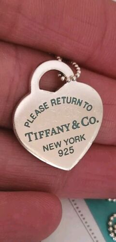 Authentische seltene Tiffany & Co blaue Emaille Medium Herz Anhänger Halskette, Perlenkette - Bild 8 von 12