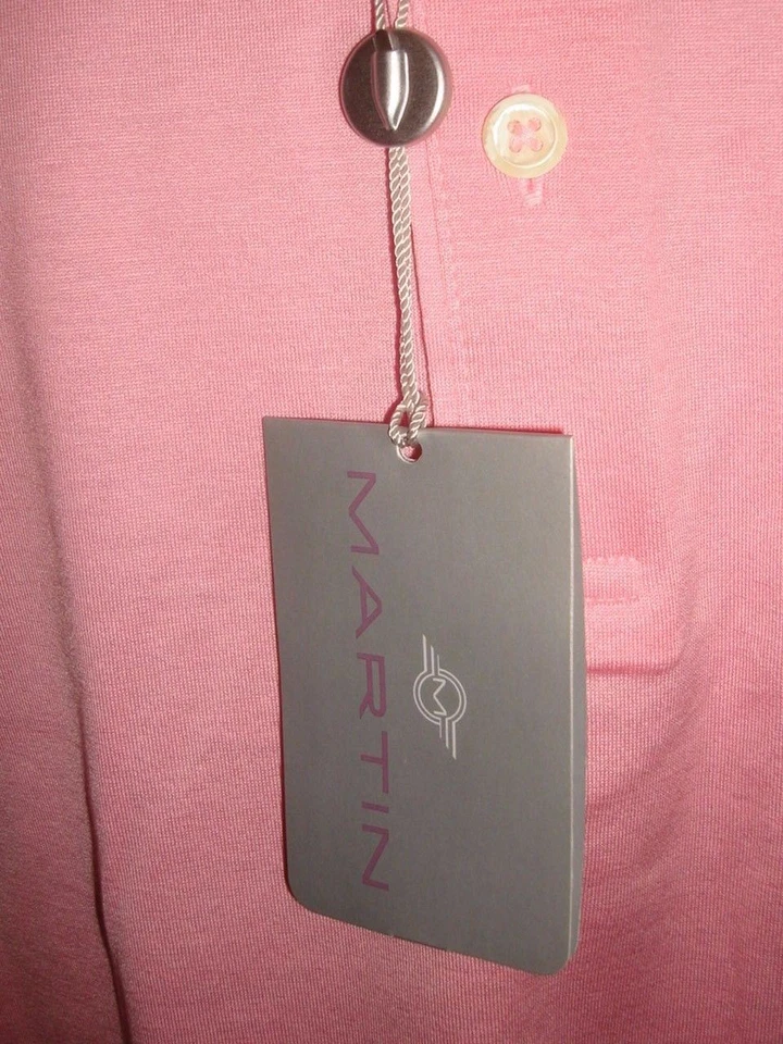 NUEVO CON ETIQUETAS Camisa Polo Martin Timeless as the Game Rosa Sólido 100% Algodón S/S Talla M Foto 2 de 4
