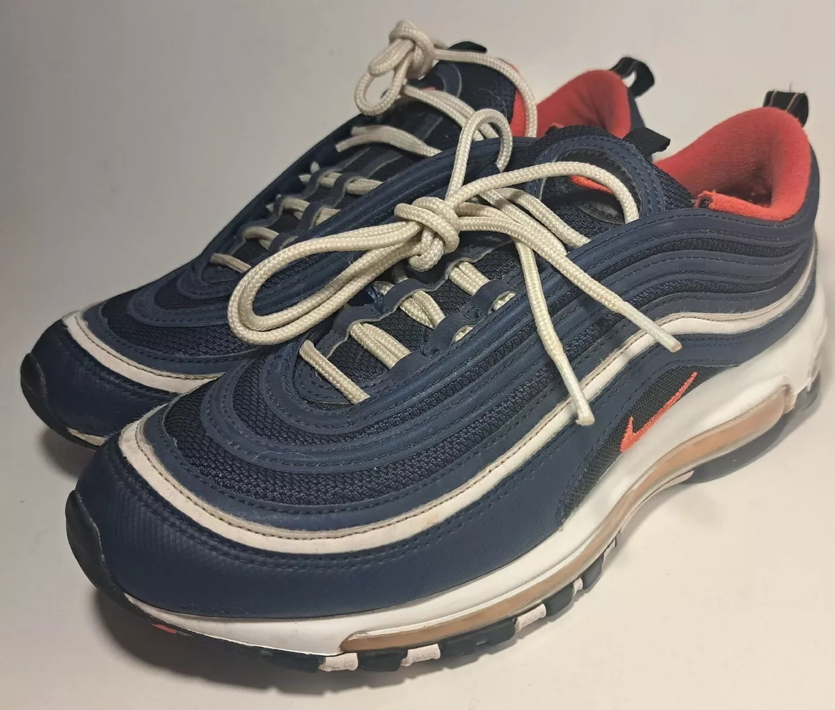 Nike Air Max 97 Midnight Navy Habanero Red White 921826-403 Men’s Size 8
