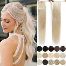 USA Thick 100 Remy Human Hair Ponytail Extensions Clip In Wrap Around Pony Tail