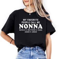 Custom Nonna T-shirt with Kids Names Personalized Mothers Day Gift for Grandma
