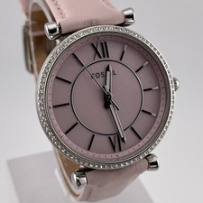 Fossil Womens Watch ES4347 Carlie 34mm Case Pearl Look Dial Pink Band Quartz