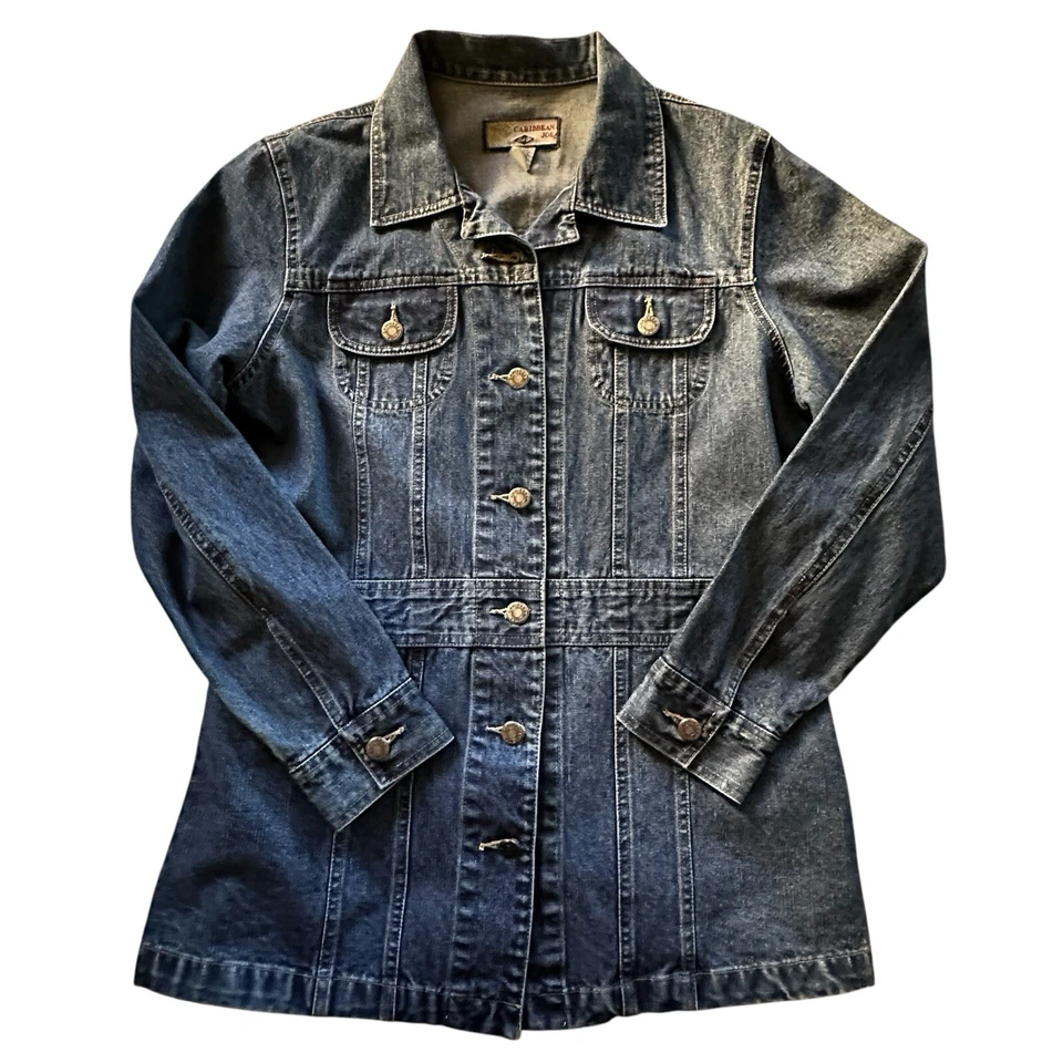 Chaqueta vaquera vintage Caribbean Joe Let's Go azul botones para mujer talla M Foto 2 de 4