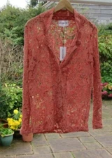 AMERICAN RETRO Addison Jacket Coral Crochet Lace size 36 inch bust