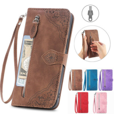 Zipper Flower Leather Phone Case For Samsung S25 S24 S23 S22 A16 A25 A36 A56
