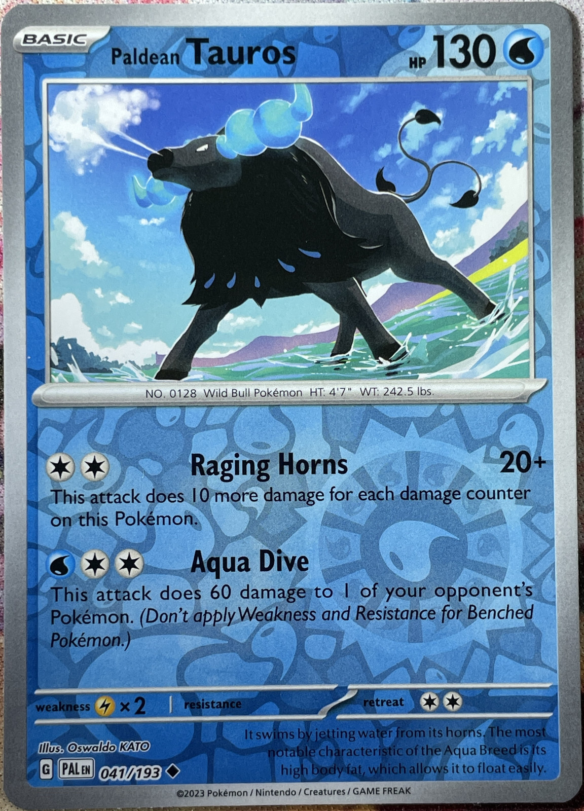 Paldean Tauros Reverse Holo - 041/193 - Paldea Evolved Pokemon 2023
