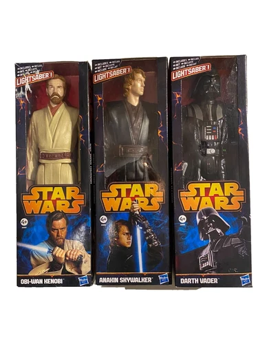 Lot 3 Star Wars Action Figure Obi-wan Kenobi,Darth vader, Anakin 2013 Hasbro
