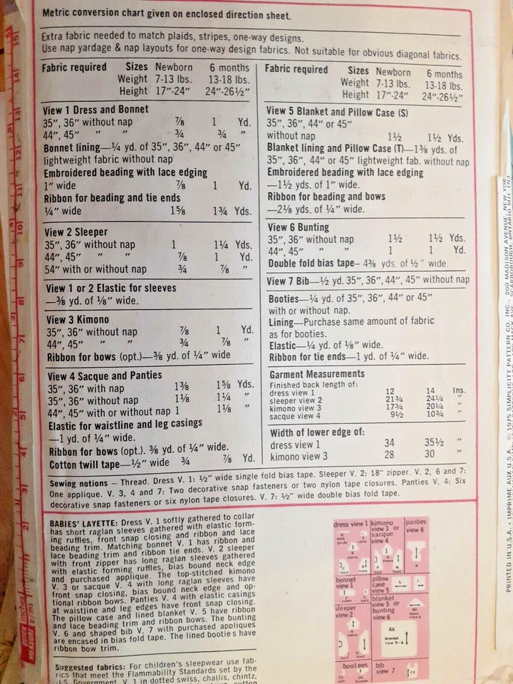 Layette 6M Infants Simplicity 6907 Sewing Pattern Sleeper Blanket Panties + Cut - Image 4 of 4