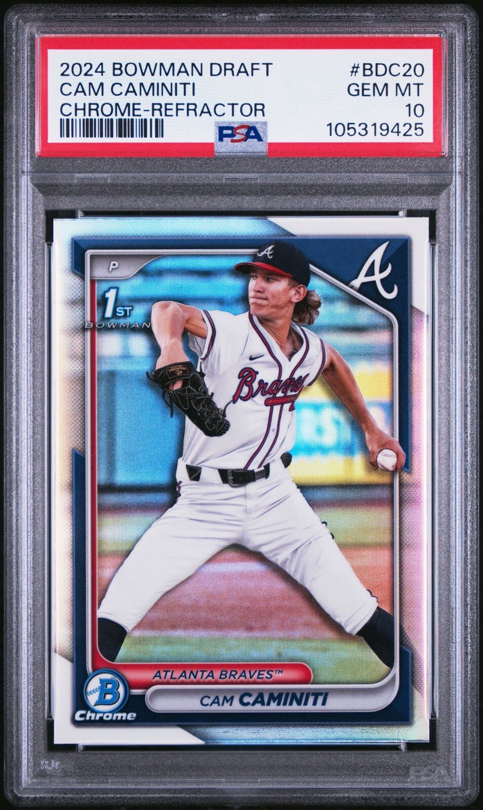 Cam Caminiti 2024 Bowman Draft Chrome BDC20 Refractor PSA 10