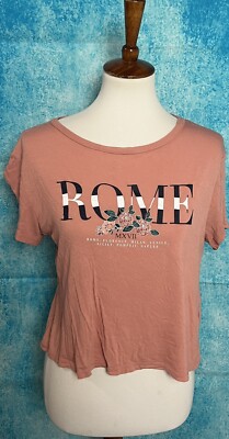 H&M DIVIDED Size M Women's Crop Top Pink Graphic Print