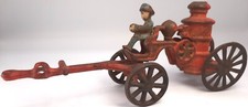 VINTAGE 1890s CAST IRON TOY DRAWN FIRE ENGINE PUMPER FIRETRUCK ANTIQUE JOUET OLD