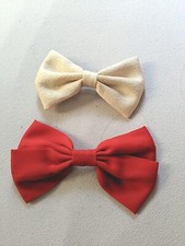 Women's Large Cute Korean Hair Bow Red Pink Clasp Set