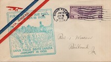 FIRST FLIGHT SIOUX FALLS, SIOUX FALLS, SD  1932  FDC19525