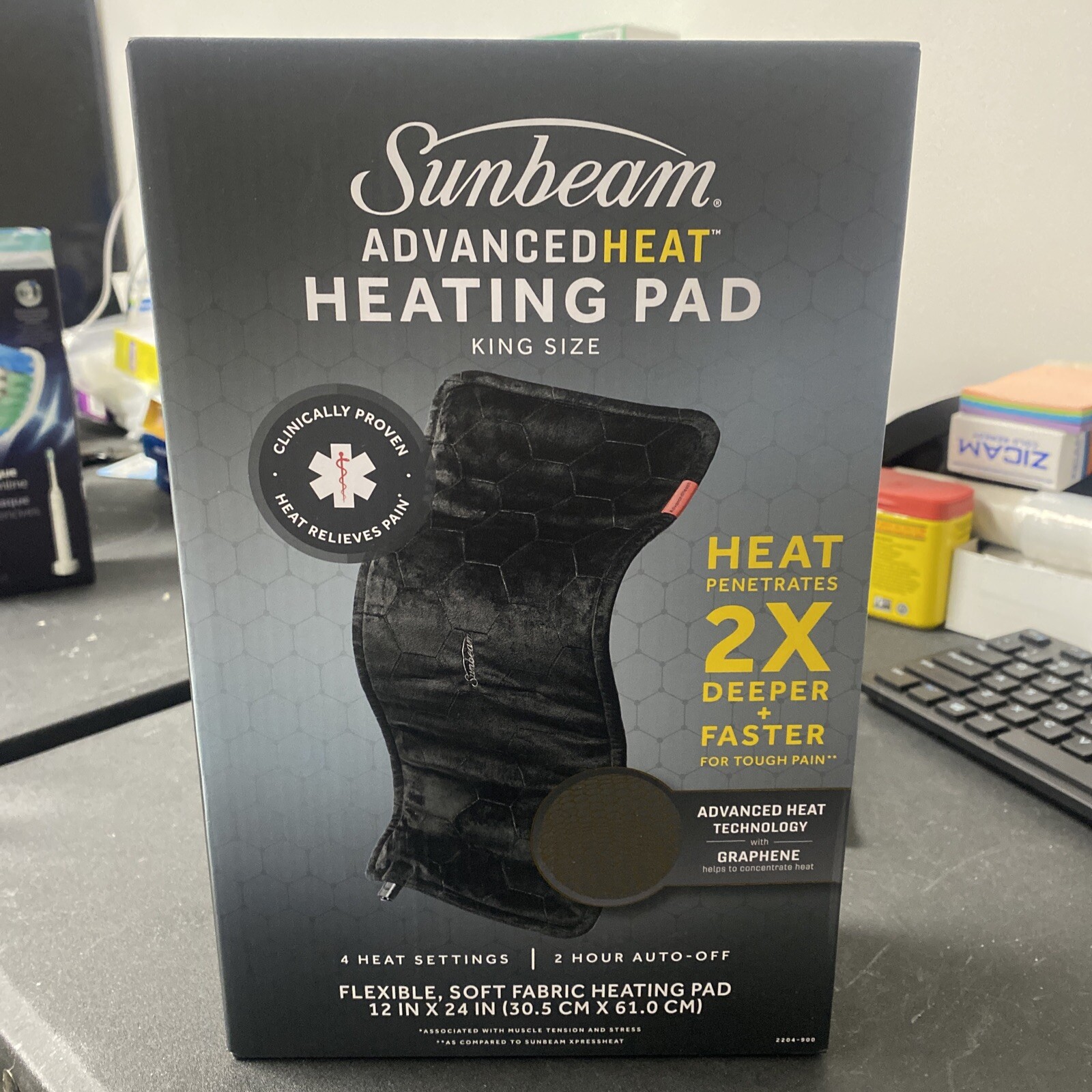 Sunbeam Advanced Heat Heating Pad, (“King Size12"x24") Settings, 2hr