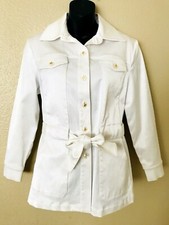 St John Sport Marie Gray Women's Coat Jacket Blazer Size P Petites White Usa